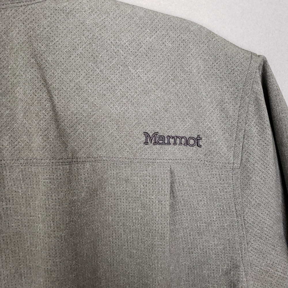 Marmot Aeroba Short Sleeve Button Up Gray Office Travel Minimalist Size L - Picture 9 of 9